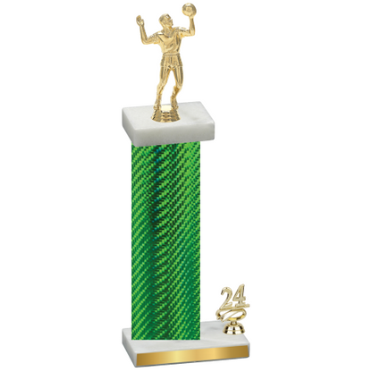 Accented Single Green Carbon Fiber Year Volleyball Trophy