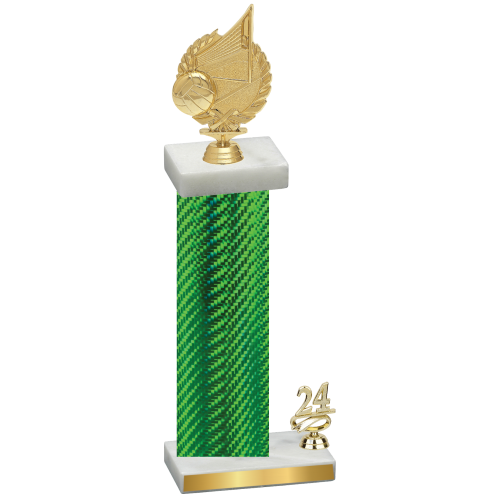 Accented Single Green Carbon Fiber Year Volleyball Trophy