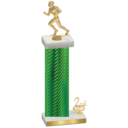 Accented Single Green Carbon Fiber Second Place Football Trophy