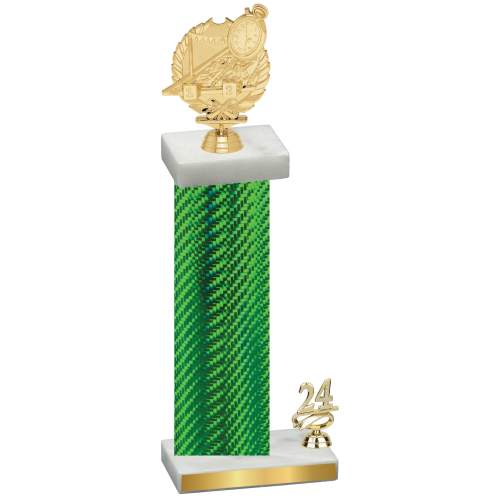 Accented Single Green Carbon Fiber Year Swimming Trophy