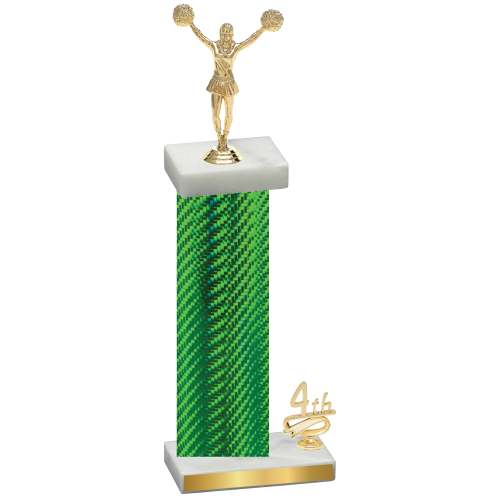 Accented Single Green Carbon Fiber Fourth Place Cheerleading Trophy