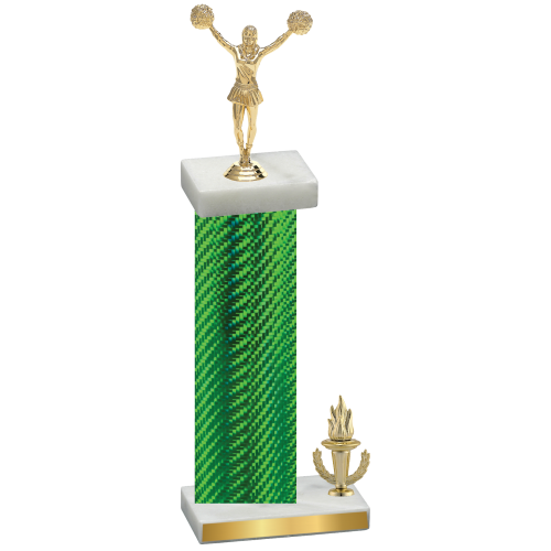 Accented Single Green Carbon Fiber Victory Cheerleading Trophy