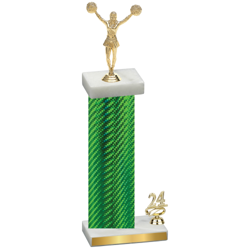 Accented Single Green Carbon Fiber Year Cheerleading Trophy