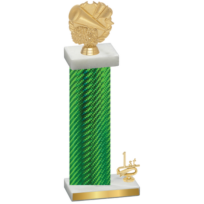 Accented Single Green Carbon Fiber First Place Cheerleading Trophy