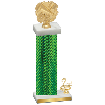 Accented Single Green Carbon Fiber Second Place Cheerleading Trophy