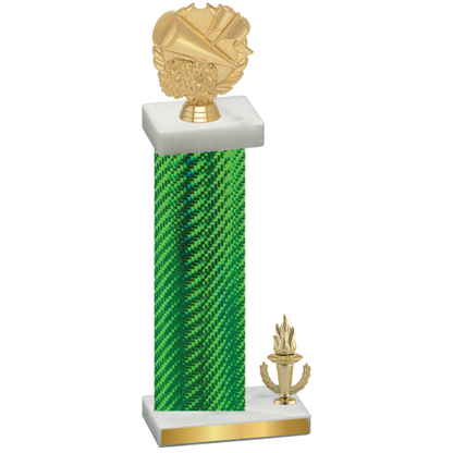 Accented Single Green Carbon Fiber Victory Cheerleading Trophy