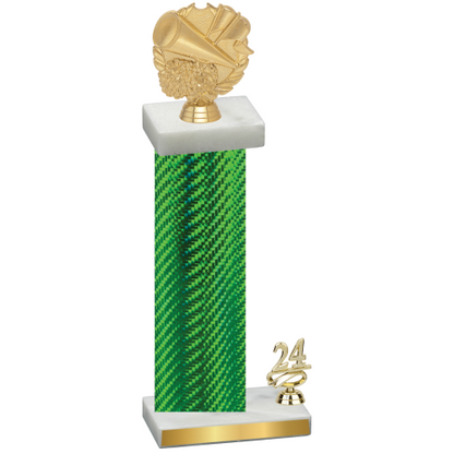 Accented Single Green Carbon Fiber Year Cheerleading Trophy