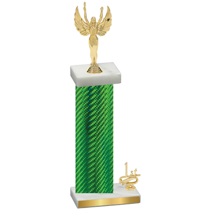 Accented Single Green Carbon Fiber First Place Victory Trophy