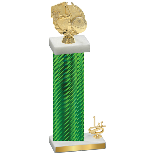 Accented Single Green Carbon Fiber First Place Basketball Trophy