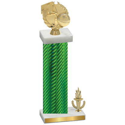 Accented Single Green Carbon Fiber Victory Basketball Trophy