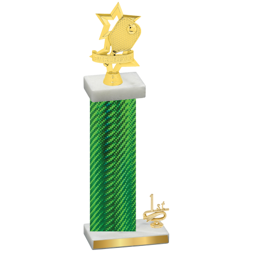 Accented Single Green Carbon Fiber First Place Pickleball Trophy