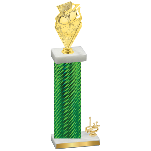 Accented Single Green Carbon Fiber First Place Pickleball Trophy