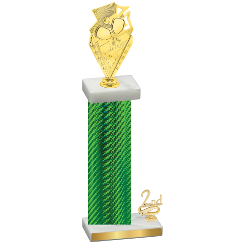 Accented Single Green Carbon Fiber Second Place Pickleball Trophy