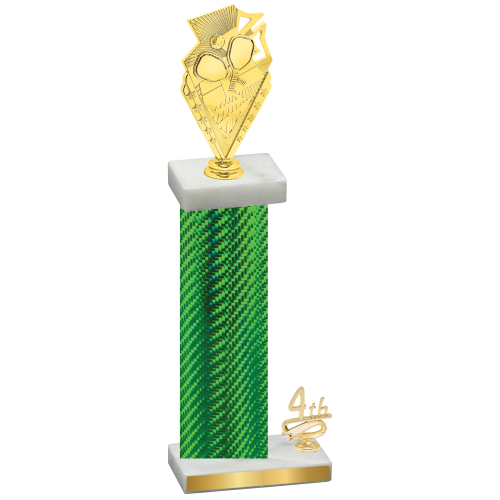 Accented Single Green Carbon Fiber Fourth Place Pickleball Trophy