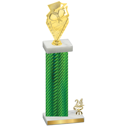 Accented Single Green Carbon Fiber Year Pickleball Trophy