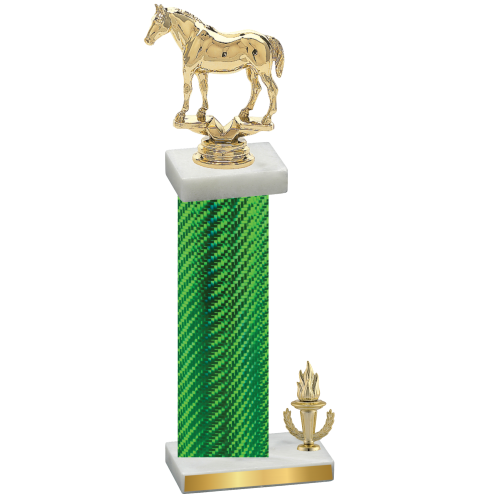 Accented Single Green Carbon Fiber Victory Horses Trophy