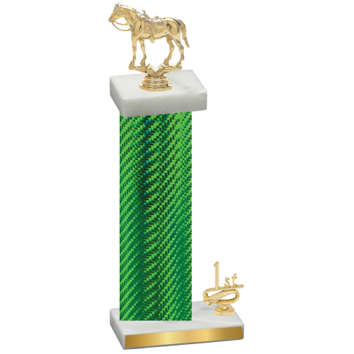 Accented Single Green Carbon Fiber First Place Horses Trophy