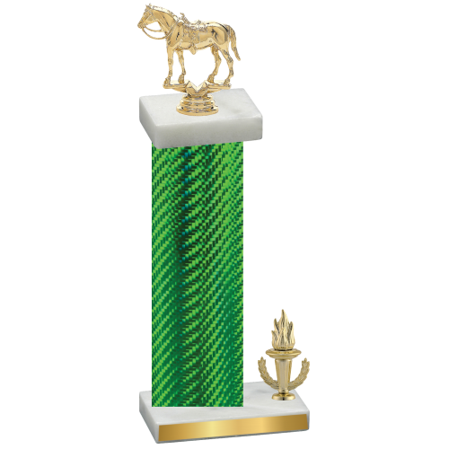 Accented Single Green Carbon Fiber Victory Horses Trophy