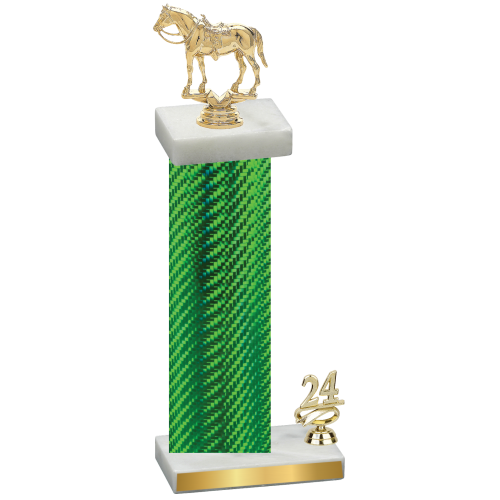 Accented Single Green Carbon Fiber Year Horses Trophy