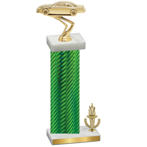 Accented Single Green Carbon Fiber Victory Cars Trophy