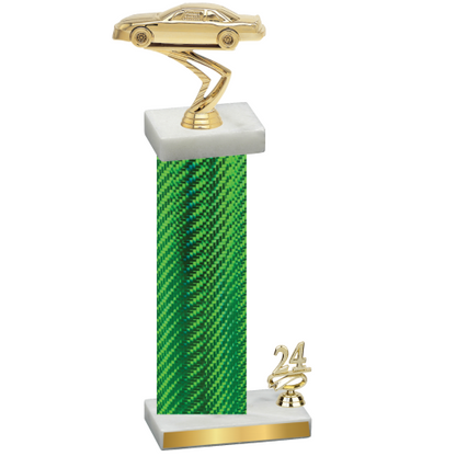 Accented Single Green Carbon Fiber Year Cars Trophy