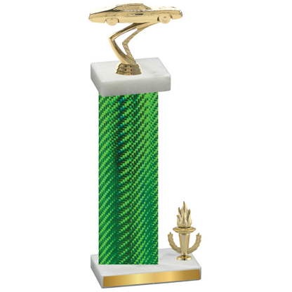 Accented Single Green Carbon Fiber Victory Cars Trophy