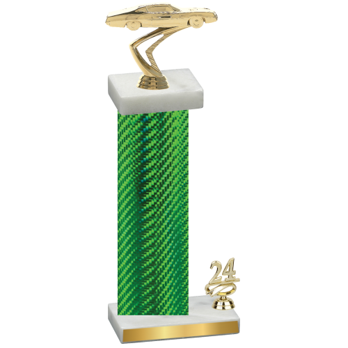 Accented Single Green Carbon Fiber Year Cars Trophy