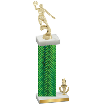 Accented Single Green Carbon Fiber Victory Basketball Trophy