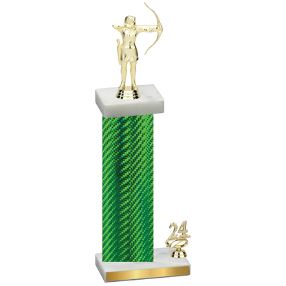 Accented Single Green Carbon Fiber Year Archery Trophy