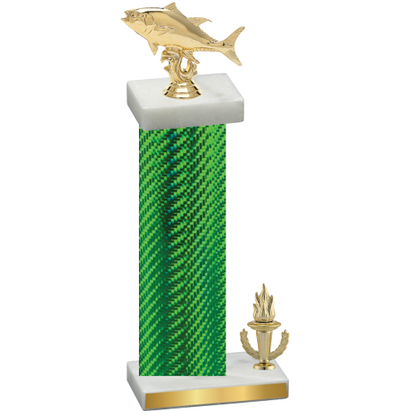 Accented Single Green Carbon Fiber Victory Fishing Trophy