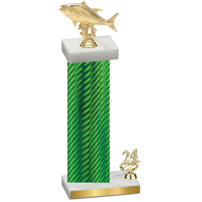 Accented Single Green Carbon Fiber Year Fishing Trophy