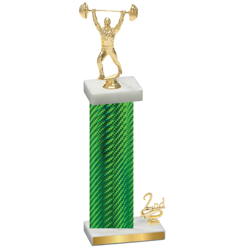 Accented Single Green Carbon Fiber Second Place Weights Trophy