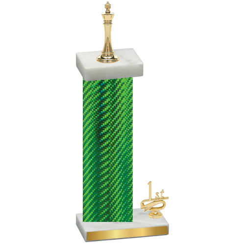 Accented Single Green Carbon Fiber First Place Chess Trophy