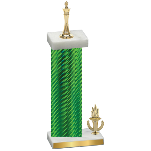 Accented Single Green Carbon Fiber Victory Chess Trophy