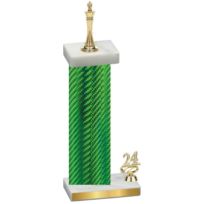 Accented Single Green Carbon Fiber Year Chess Trophy