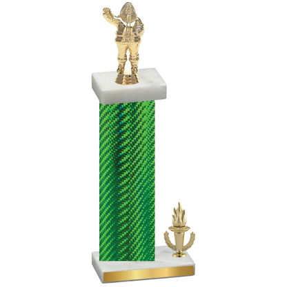 Accented Single Green Carbon Fiber Victory Holiday Trophy