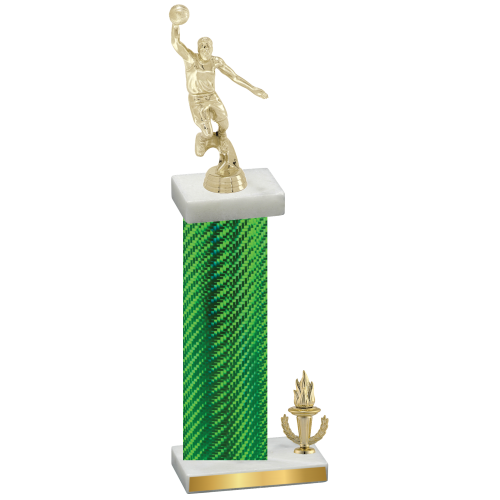 Accented Single Green Carbon Fiber Victory Basketball Trophy