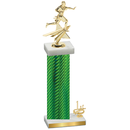 Accented Single Green Carbon Fiber First Place Flag Football Trophy