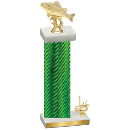 Accented Single Green Carbon Fiber First Place Fishing Trophy