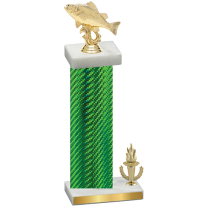 Accented Single Green Carbon Fiber Victory Fishing Trophy