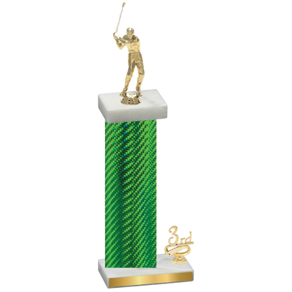 Accented Single Green Carbon Fiber Third Place Golf Trophy