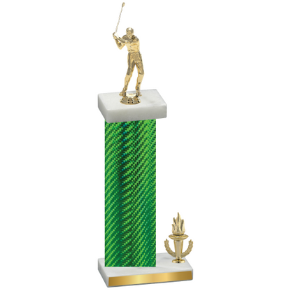 Accented Single Green Carbon Fiber Victory Golf Trophy