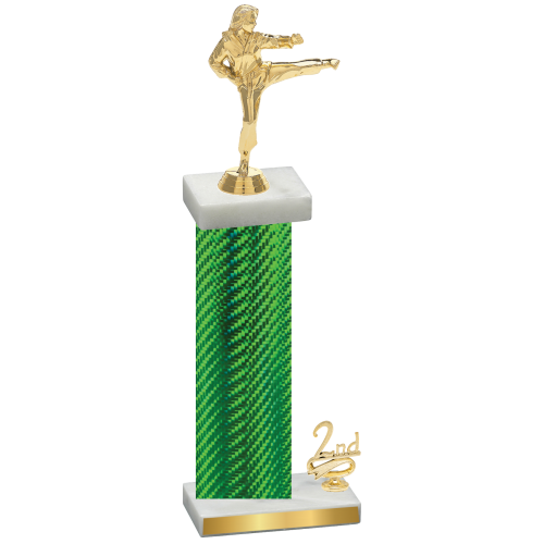 Accented Single Green Carbon Fiber Second Place Karate Trophy