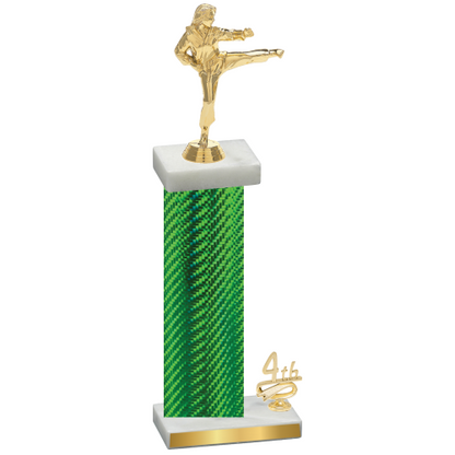 Accented Single Green Carbon Fiber Fourth Place Karate Trophy