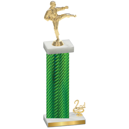 Accented Single Green Carbon Fiber Second Place Karate Trophy