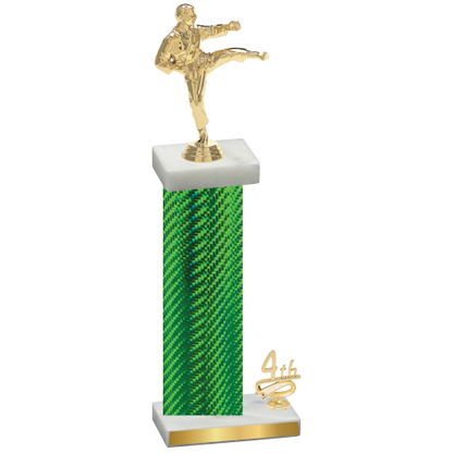 Accented Single Green Carbon Fiber Fourth Place Karate Trophy