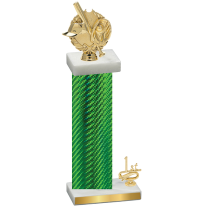 Accented Single Green Carbon Fiber First Place Baseball Trophy