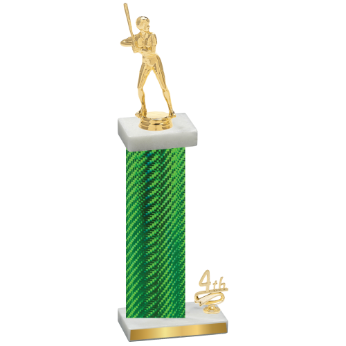 Accented Single Green Carbon Fiber Fourth Place Softball Trophy