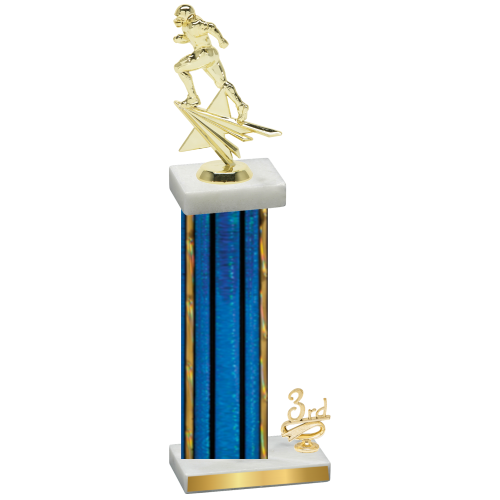 Accented Single Blue Glacier Third Place Football Trophy