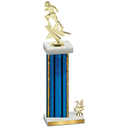 Accented Single Blue Glacier Year Football Trophy